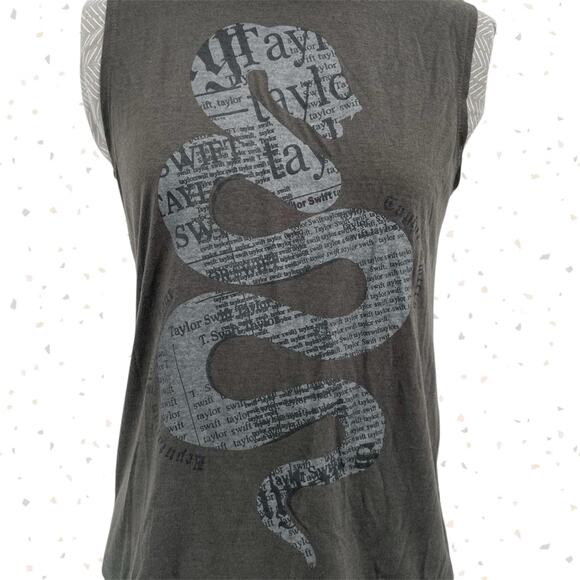 Taylor Swift Snake Reputation Tour Cities Tank Muscle Tee Sleeveless Top Gray S - Picture 3 of 6